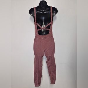 FP Movement Good Karma Mauve One Piece Long Pants Body Suit sz m/l OB1223110